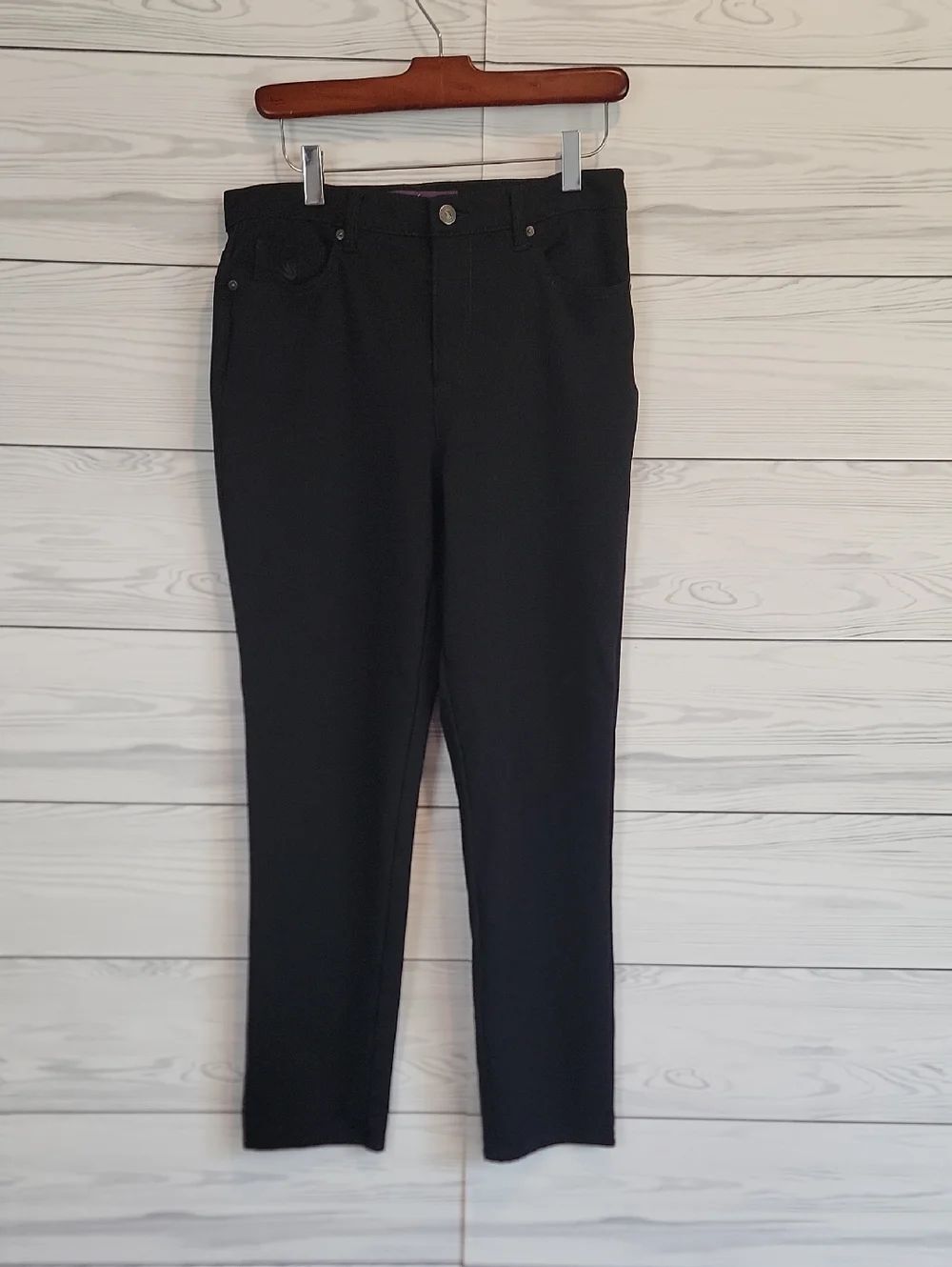 Gloria Vanderbilt Amanda Black Straight-Leg Pants High-Rise Womens Size 8